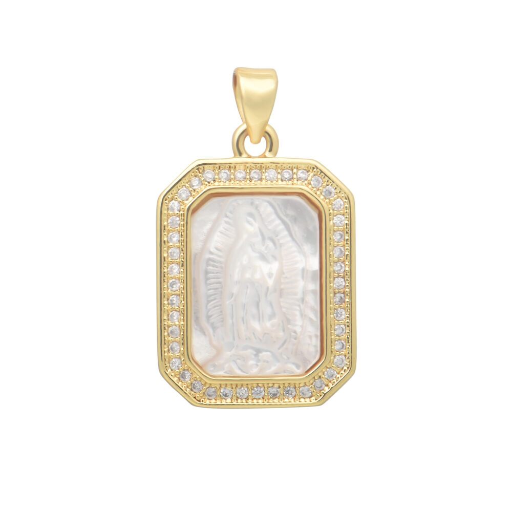 6384 1 Piece Fine Carving Shell Pendants with 18K Gold Plated Brass